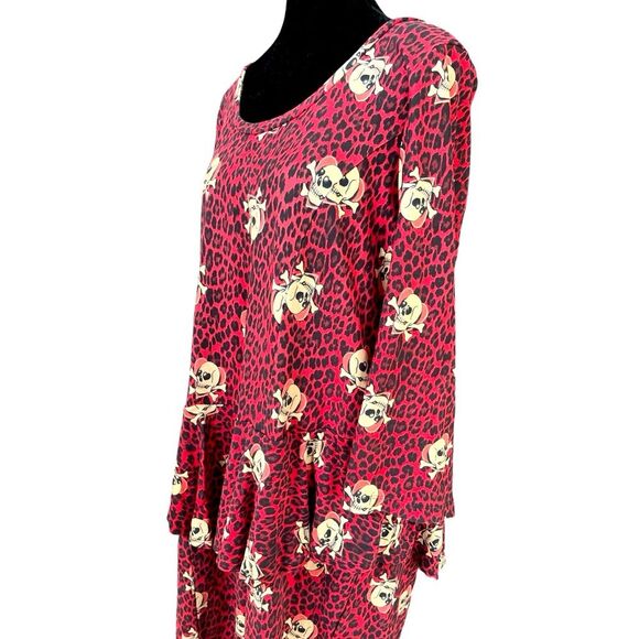 Torrid Red Peplum Ponte Knit SkullS & Leopard Dress Size 5X Halloween Stretch - Picture 5 of 9